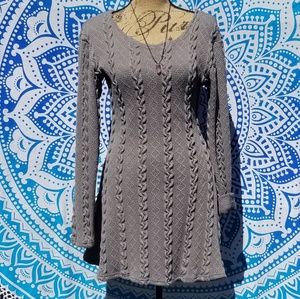 Grey Knit Long Sleeve Sweater Dress